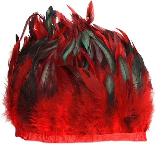 Vista 8 de AWAYTR - Borde de plumas de gallo, 5 a 7 pulgadas de ancho, color negro