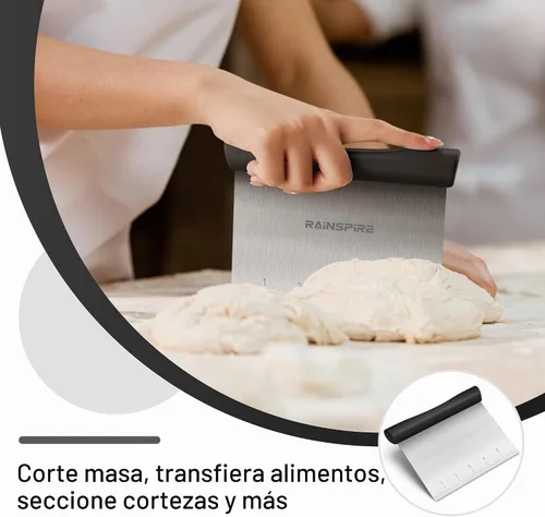 Vista 3 de Raspador de banco de acero inoxidable multiusos para batidora de masa y cortador de pastelería