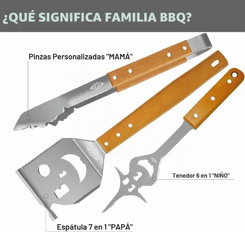 Vista 2 de Juego de herramientas para barbacoa STEVEN-BULL S, accesorios para barbacoa extra largos, accesorios para parrilla para parrilla al aire libre