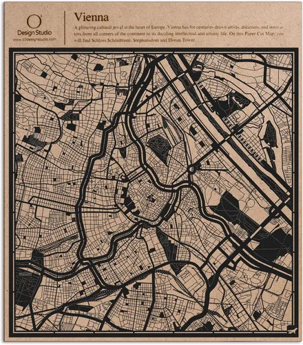 Vista 97 de O3 Design Studio Abu Dhabi - Mapa de corte de papel negro (12 x 12 pulgadas)