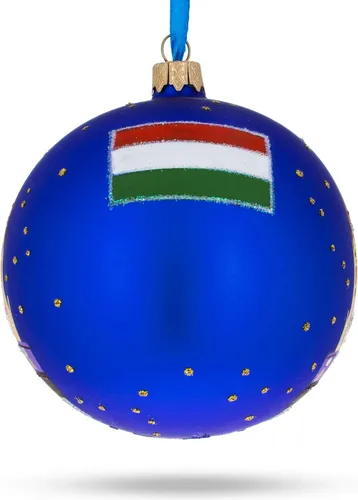 Vista 7 de Budapest Parliament - Adorno navideño de bola de cristal de Hungría, 4 pulgadas Pintado a mano en Ucrania, vidrio alemán, pinturas italianas