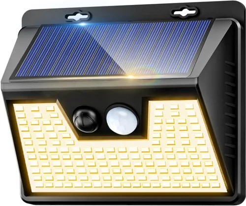 Vista 7 de Luces solares para exteriores, paquete de 1 unidad, 140 LED/3 modos de sensor de movimiento, luces para exteriores, alimentadas por energía solar