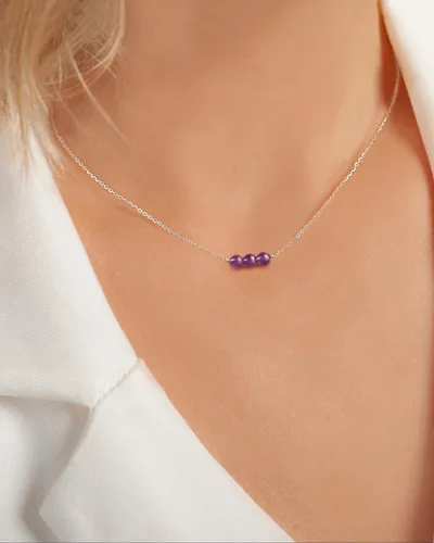 Vista 3 de Metzakka Sterling Silver Birthstone Choker Necklace, Handmade with 3 Dainty Real Healing Birthstone for Women Birthday Gifts