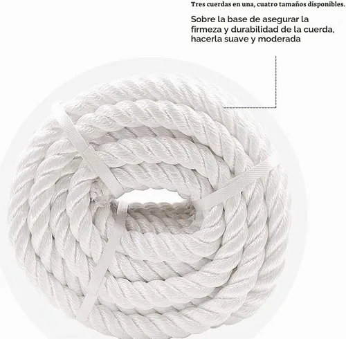 Vista 4 de Aoneky Cuerda trenzada de nailon de 1/2, 5/8, 3/4, 7/8 pulgadas - Cordón de tracción blanco (1/2 pulgada x 25 pies)