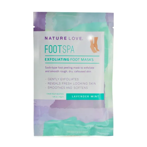 Vista 4 de Nature Love - Mascarilla exfoliante para pies Menta lavanda exfolia suavemente Sin parabenos (3 pares)