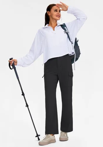 Vista 6 de Pudolla Women's Hiking Pants with Pockets Boot Cut Lightweight Cargo Travel Camping Golf Pants for All Seasons