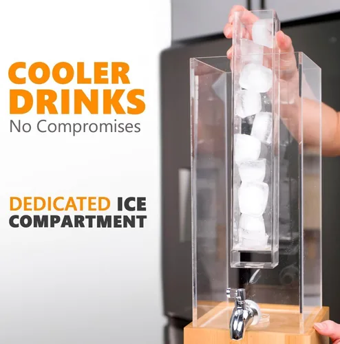 Vista 8 de Dispensador de bebidas de acrílico - Dispensador de bebidas de 1.25 galones con soporte y núcleo de hielo – Servidor de bebidas frías para fiestas
