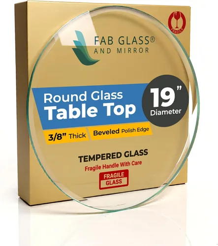 Vista 65 de Fab Glass - Mesa redonda de cristal de 48 in, grosor de 3/4 in, cristal pulido plano templado, Vidrio, Transparente