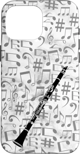 Vista 19 de Clarinet Phone Case - Music Notes - White Background Case for iPhone 17
