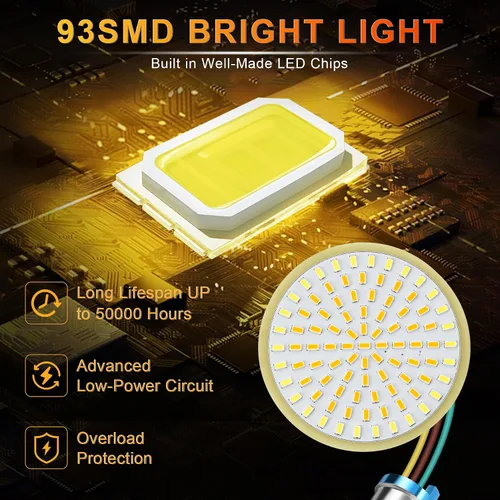 Vista 4 de LivTee Señales de giro delanteras extremadamente brillantes y panel de luces LED Switchback de funcionamiento con base 1157 compatible con Harley
