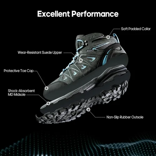 Vista 3 de NORTIV 8 Botas de senderismo impermeables para mujer, para exteriores, senderismo, camping, botas de búsqueda