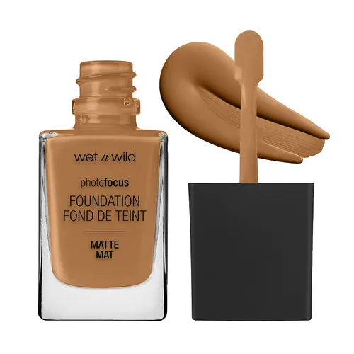 Vista 26 de wet n wild - Base líquida Photo Focus con acabado mate, vegana y libre de crueldad animal, color ámbar beige (Amber Beige)