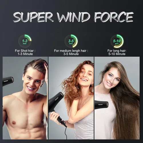 Vista 7 de 【Pantalla inteligente】Secador de pelo profesional 2000 iónico de alta potencia con motor de CA de secado rápido para cabello grueso 4C con accesorio