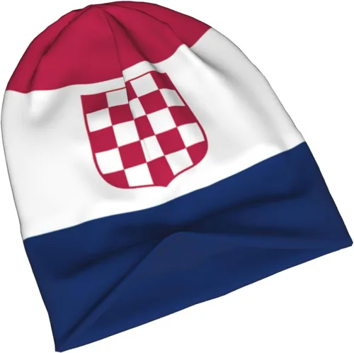 Vista 2 de Gorro de punto con bandera de Croacia gorro de invierno cálido suave para uso diario para hombres y mujeres Fashion talla única