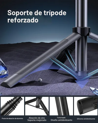 Vista 4 de Yeaki Trípode de teléfono de 71 pulgadas, trípode para iPhone con luz de relleno y control remoto recargable, soporte de aluminio para teléfono