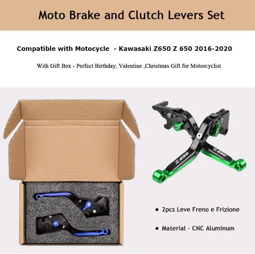 Vista 5 de Z650 Juego de palancas de freno y embrague plegables para Z650 Z 650 Ninja 650R V.ersys 1000 2016 2017 2018 2019 20020 - Verde/Negro