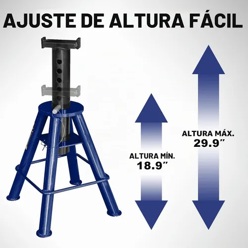 Vista 2 de TCE Soportes de acero resistentes de 10 toneladas (20,000 libras), perfil medio, paquete de 2, T70071, azul