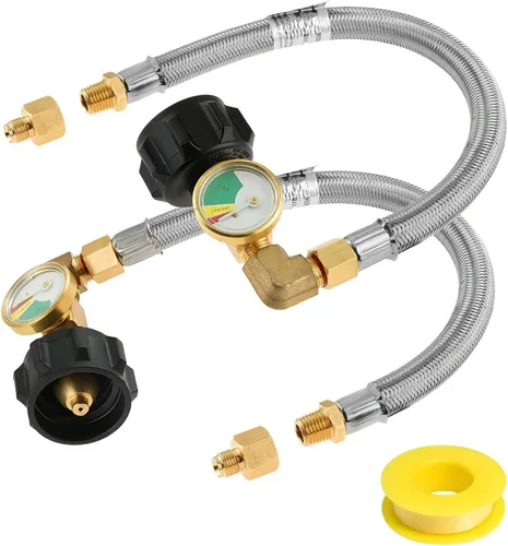 Vista 10 de Regulador de Cambio Automático Coleta de Cobre POL x 1/4" Conexión Macho Invertida 15" de Largo POL CGA-510 x 1/4" llamarada masculina invertida