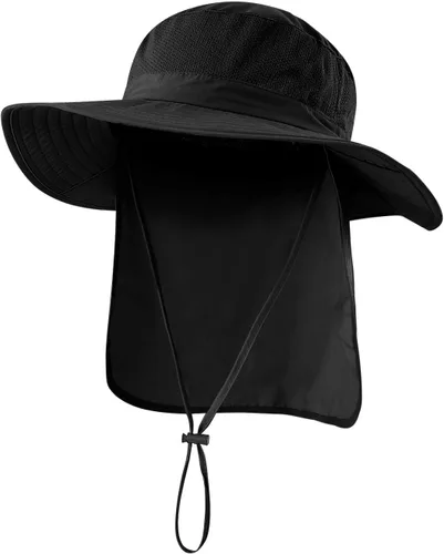 Vista 18 de Home Prefer Sombrero de sol UPF50+ de malla para exteriores, de ala ancha, con solapa para el cuello, sombrero de pesca para hombres y mujeres Verde