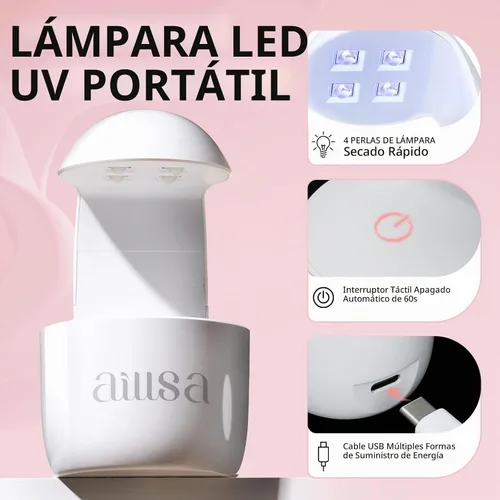 Vista 6 de AILLSA Kit de uñas de gel sólido pegamento para uñas para uñas postizas acrílicas, kit de extensión de uñas de gel con lámpara de uñas