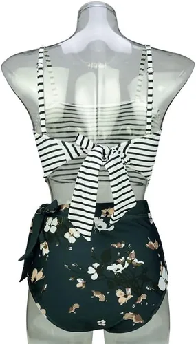 Vista 3 de COCOSHIP Traje de baño de dos piezas con volantes y cintura alta para mujer