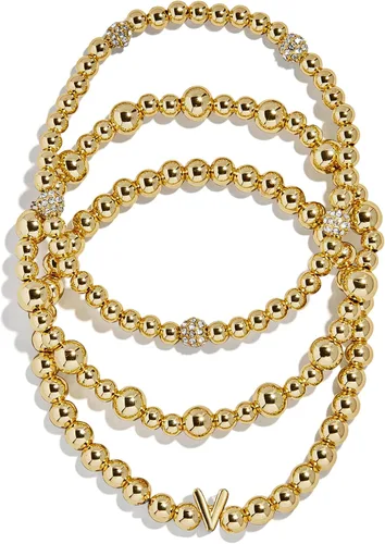Vista 30 de BaubleBar Juego de pulsera Pisa para mujer, tres pulseras de cuentas chapadas en oro, joyería de moda, regalo de moda
