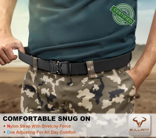 Vista 6 de BULLIANT Men Belt,Tacitcal Holster Web Adjustable Belt Stretch Fit Quickly Release For Outdoor Duty,Cut For Fit