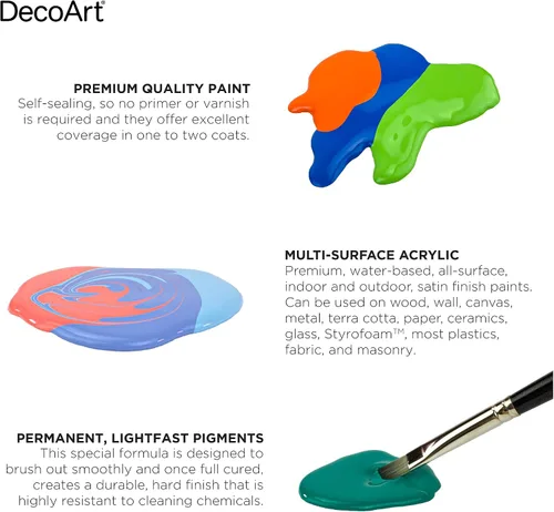 Vista 3 de Americana - Kit de muestras de satén multisuperficie para madera, metal, vidrio, cerámica, tela, papel, terracota, la mayoría de los plásticos y más