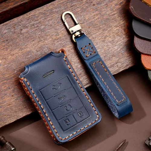 Vista 12 de ontto Funda para llave de automóvil de 4 botones para Cadillac Funda de cuero para llavero con estilo negro