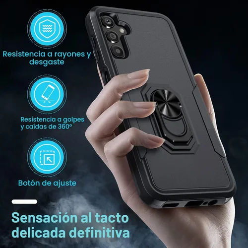 Vista 5 de Janmitta Funda compatible con Samsung Galaxy A14 5G con protector de pantalla + protector de lente de cámara, funda resistente de servicio pesado