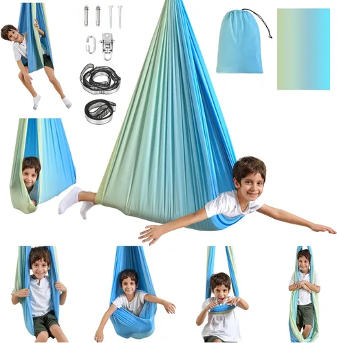 Vista 8 de Columpio Sensorial, Columpio Sensorial para Interior y Exterior para Niños y Adultos, Columpio de Abrazo de Doble Capa para Terapia para Niños
