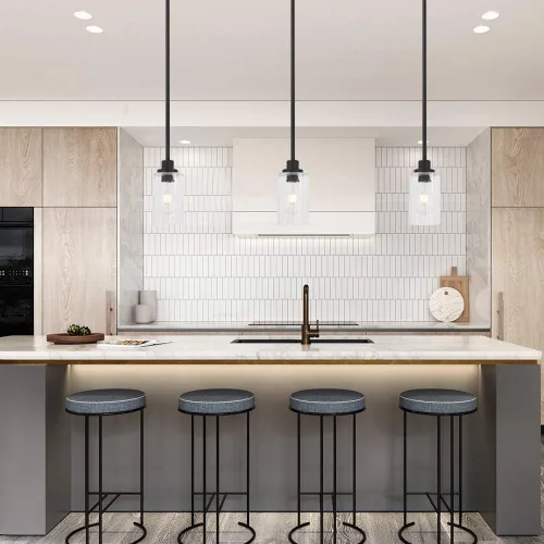 Vista 2 de TODOLUZ Pantalla de cristal transparente para lámpara de iluminación de isla de cocina