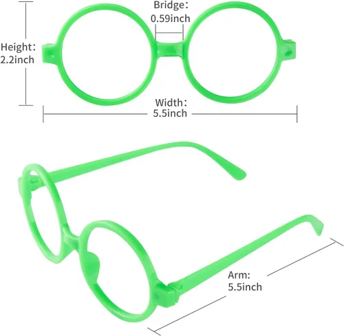 Vista 3 de Gafas redondas verdes sin lente con aretes de clip azules accesorios de disfraz