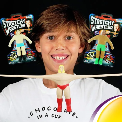 Vista 3 de JA-RU Super Elastic Wrestlers (3 luchadores) - Figura de acción clásica retro blanda para niños y adultos, juguetes para niños. Juguete