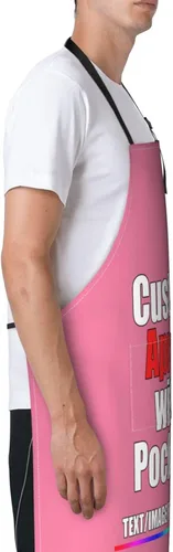 Vista 3 de Delantal personalizado para hombres y mujeres, niñas, niños, personalizable, nombre, texto, logotipo, imagen, foto, ajustable, con dos bolsillos