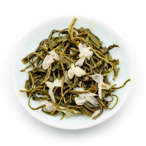 Vista 5 de Oriarm Bi Tan Piao Xue - Té verde jazmín hojas sueltas – Hojas de té verde chino con flores de jazmín – Yuqian 3er grado – 3.53 onzas (3.53 onzas)