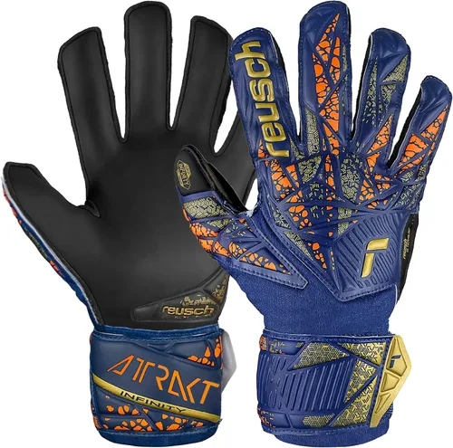 Vista 10 de Reusch Attrakt Infinity Finger Support Guantes de portero de fútbol junior Guantes de portero juvenil, Grip Infinity látex