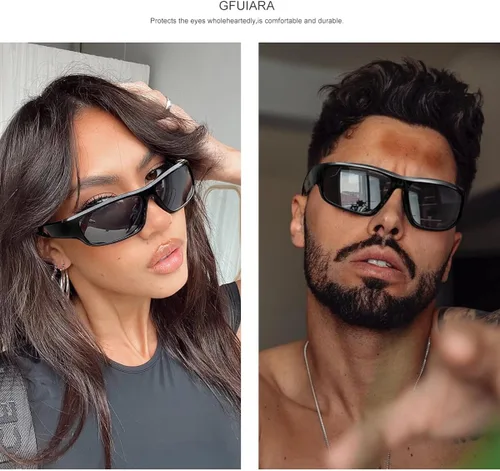 Vista 3 de GFUIARA Gafas de sol envolventes de moda para hombres y mujeres, gafas de sol deportivas UV400 de moda