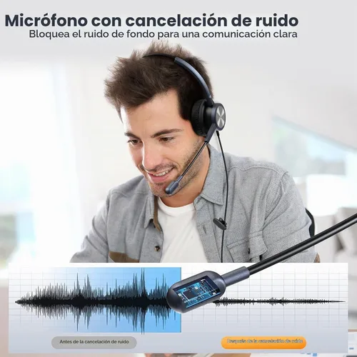 Vista 2 de MAIRDI Auriculares telefónicos con conector RJ9 y conectores de 0.138 in para centro de llamadas, oficina, escritorio, teléfono celular, PC