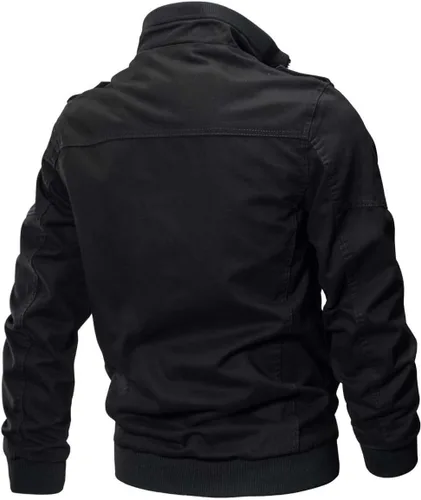 Vista 3 de Crysully - Chaqueta cortavientos para hombre, estilo informal y cuello militar, para primavera-otoño