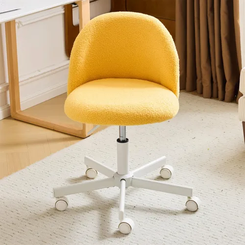 Vista 18 de VINGLI Silla Candy sin Brazos, Linda Silla de Escritorio, Cómoda Silla Pequeña de Oficina con Ruedas, Silla de Tocador con Soporte Lumbar, Silla