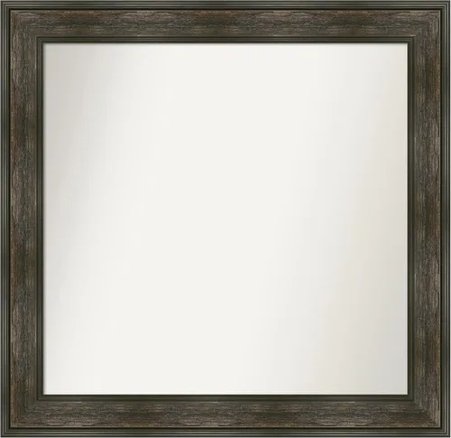 Vista 174 de Amanti Art Espejo de baño marrón para sobre fregadero, 26 x 26 pulgadas, espejo de tocador cuadrado marrón rústico Alexandria, marco de madera