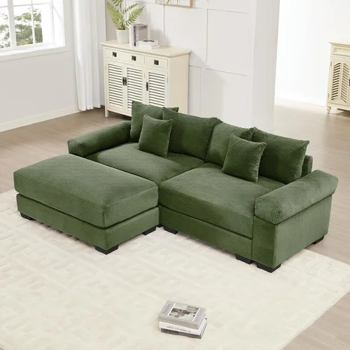 Vista 74 de ODUSE-DAILY Sofá modular de gran tamaño de 117.3 pulgadas, sofás modulares grandes de pana para sala de estar, sofás de 3 plazas, moderno juego