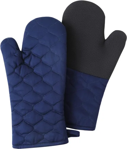 Vista 9 de Glynniss Guantes de horno resistentes al calor, 2 guantes de silicona para horno, superficies de agarre antideslizantes, guantes de cocina