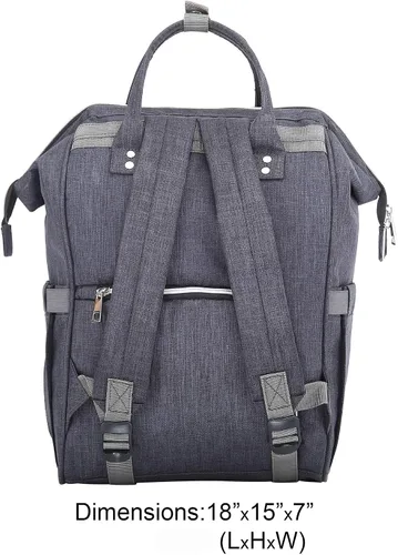 Vista 5 de RAJRANG Mini bolsa de pañales para bebé para mujer, mochila para pañales, organizador de viaje, pequeña, ligera, gris carbón, 18 x 15 x 7 pulgadas