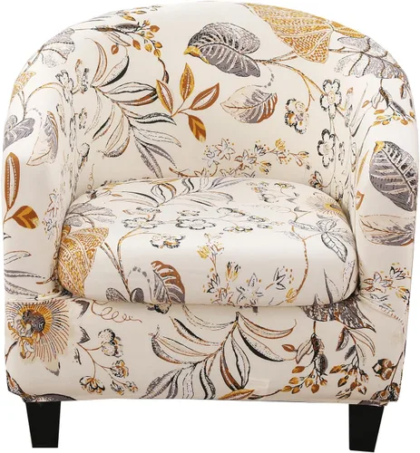 Vista 22 de CRFATOP - Funda elástica para sillón de club (2 piezas) 1 Club Cover & 1 Cushion Cover, Soft Round Tub Sofa Covers, Pet Friendly, Washable