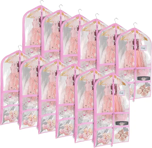 Vista 11 de Univivi Bolsas de PVC transparente para disfraz de baile, bolsa de ropa de 35 pulgadas para competiciones de baile, con 3 bolsillos separados