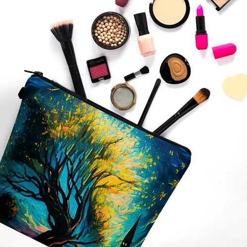 Vista 2 de Noozion Bolsa de cosméticos para mujer, bolsa de maquillaje, organizador pequeño, mini bolsa de maquillaje de viaje para artículos de tocador