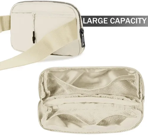 Vista 36 de Cangurera cruzada para mujer, mini bolsa para cinturón de 1 litro con correa ajustable de 32 a 51 pulgadas, bolsa de cintura pequeña para viajes