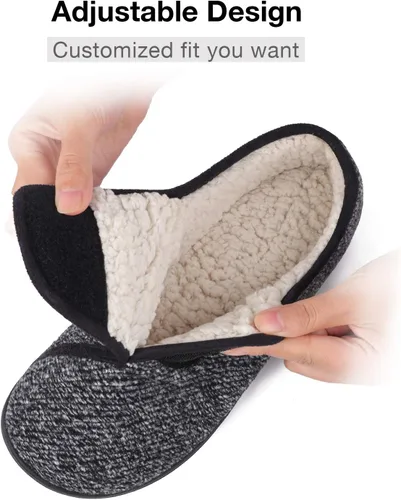 Vista 2 de LongBay Pantuflas de casa para diabéticos para hombre, de espuma viscoelástica, cómodas, extra anchas y antideslizantes